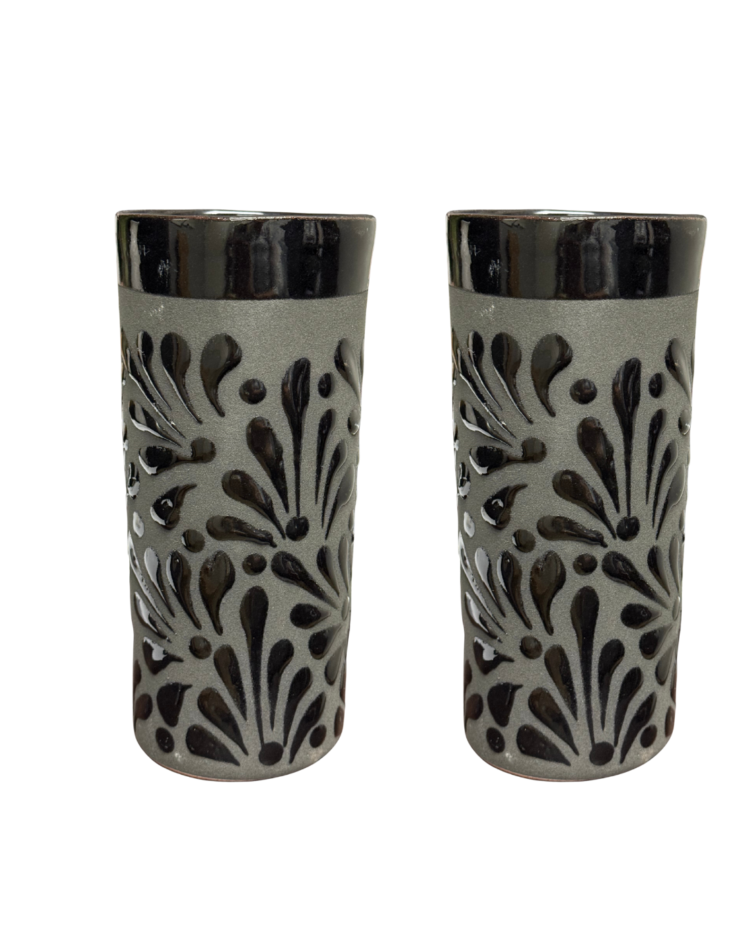 2 VASO HIGHBALL DECORADO EN NEGRO
